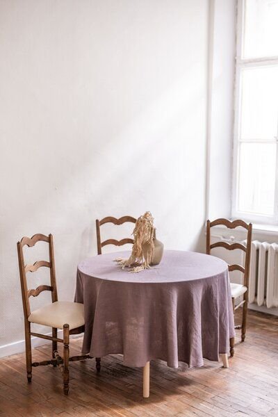 AmourLinen Runde Leinentischdecke