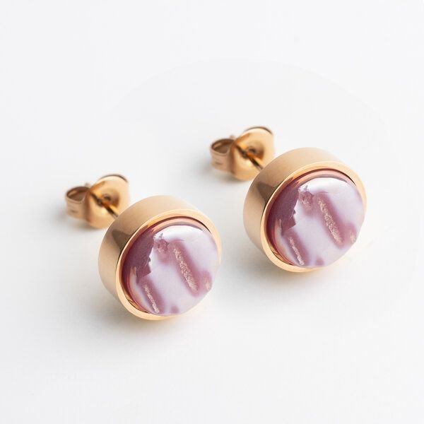 ALEXASCHA Edelstahl Ohrstecker mit Glasstein | Roségold