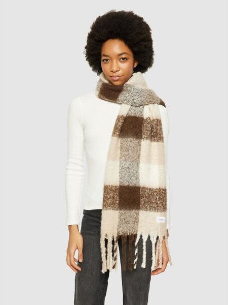 KnowledgeCotton Apparel Veganer Winterschal - kariert - aus recyceltem Polyester