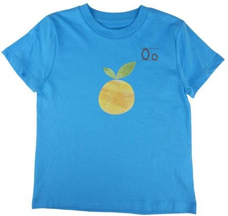 Meladi Kinder Shirt aus Biobaumwolle - Orange auf Aqua Blue