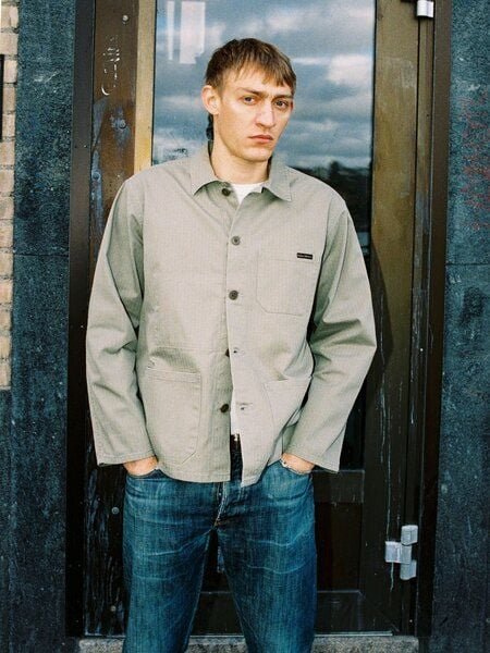 Nudie Jeans Buddy Herringbone Chore Jacket - Pale Green