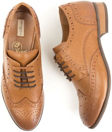 Will's Vegan Shop City Wingtip Brogue Oxfords Hellbraun Herren