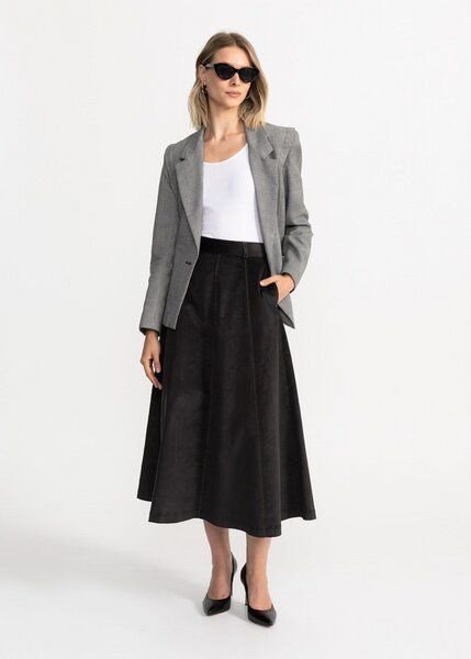 De IONESCU Langer Cordrock mit Kontrastnähten