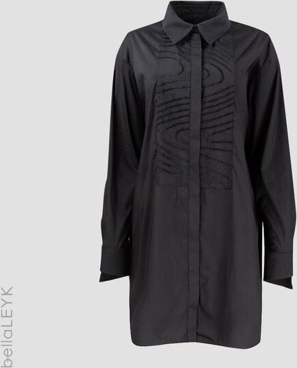 bellaLEYK Oversized Hemdbluse mit Multitudes Stickerei