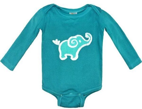 Global Mamas Baby Body - Elefant - Bio Baumwolle - Minzgrün - Langarm