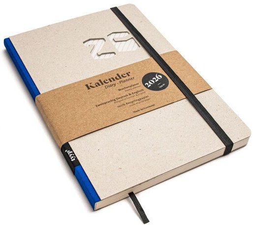 tyyp Designkalender 2026 A5 – aus 100 % Recyclingpapier, naturgraues Cover, vegan & handmade