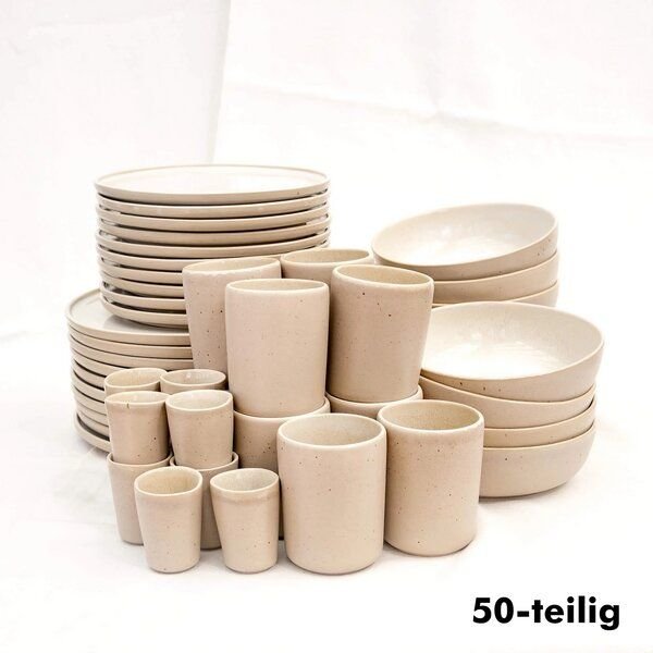 EDDA stoneware Komplett Set Eelina in Beige aus Steingut (handgemacht)