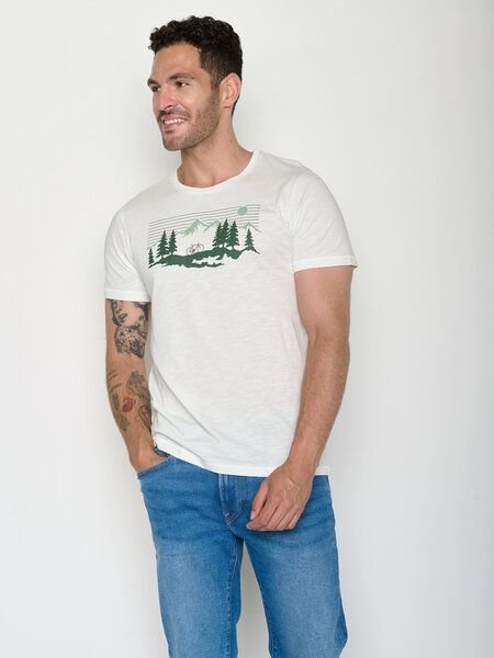 GREENBOMB Bike Mountain Pines Spice - Sportliches T-Shirt aus Bio-Baumwolle / hochwertiger Print / GOTS / Fair & Vegan