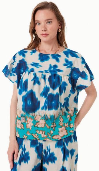 ORGANICATION Bluse aus Bio-Baumwoll-Voile mit Blumenmuster