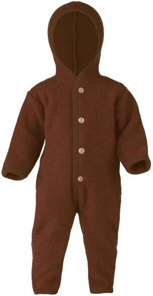 Thumbnail - Engel natur Baby Overall mit Kapuze u. Holzknöpfen Schurwolle kbT