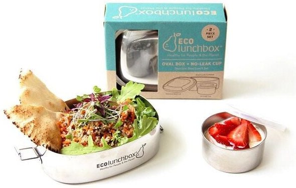 ECOlunchbox Oval, 2-teilige Brotdose aus Edelstahl
