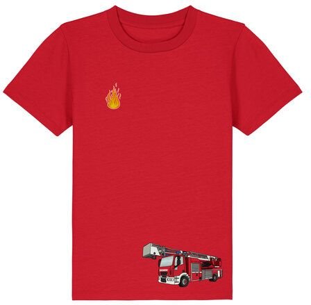 Spangeltangel Kinder-T-shirt "Feuerwehr" rot, Biobaumwolle