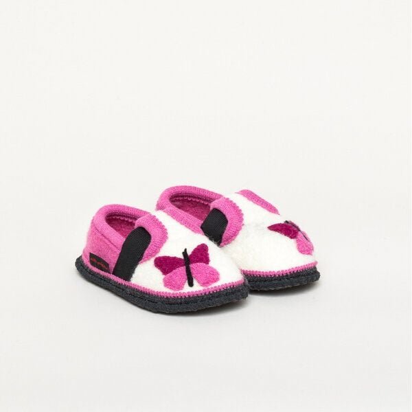 Kitz-Pichler Bobby Schmetterling Kinder-Hausschuh für Jungen & Mädchen aus 100% Wolle - Warme Filz-Pantoffel