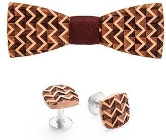 BeWooden Holzfliege + Manschettenknöpfe "Trio Set"