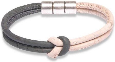 Kork-Deko Zweifarbiges Korkarmband Schwarz/Weiß – vegan, handgefertigt & verstellbar