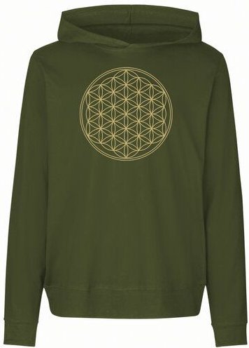 Peaces.bio - handbedruckte Biomode Damen Jersey-Hoodie Die Blume des Lebens