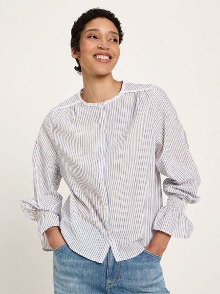 LANIUS Bluse mit Spitze (GOTS) aus Bio-Baumwolle, ECOVERO und Leinen