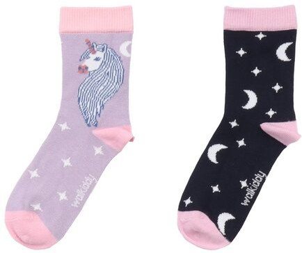 Kinder Socken Bio-Baumwolle Walkiddy „Unicornland“ Lila, GOTS zertifiziert, weiche Strümpfe mit Einhornmotiv, hautfreund...