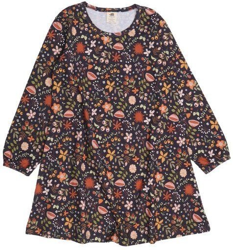 Walkiddy Fancy Flowers Bio-Baumwolle Graues Kleid - Nachhaltige & Ethische Kindermode – GOTS zertifiziert