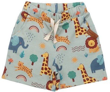 Baby Shorts – Grün mit Safari-Motiv, Bund mit Kordel, weich & bequem | von Walkiddy