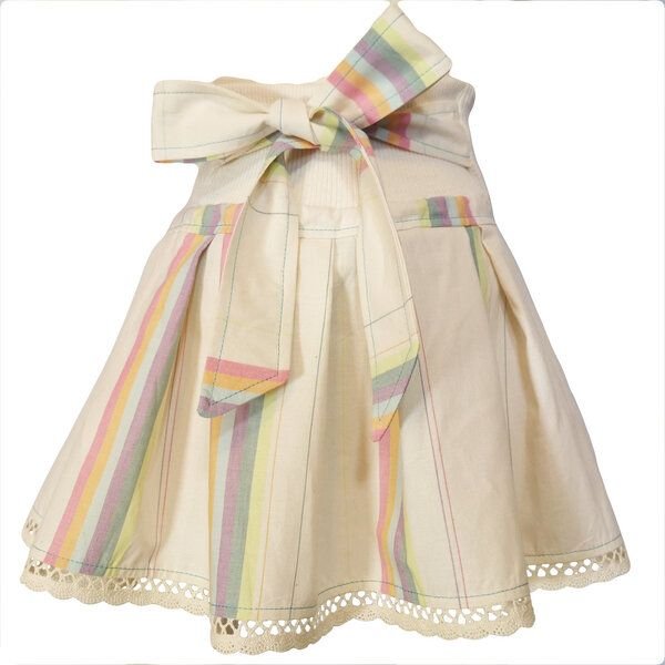 liebewicht Faltenrock für Mädchen weiß bunt gestreift bio