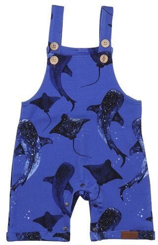 Walkiddy Nachhaltiger Strampler - Whales/Eagle Rays - Dunkel Blau - Allergikerfreundlich & Umweltfreundlich – GOTS zerti...