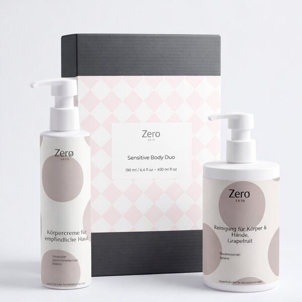 Zerø Sensitive Body Duo - 590 ml - milde Körper- & Handreinigung Grapefruit + beruhigende Körpercreme mit Bio-Aloe Vera,...