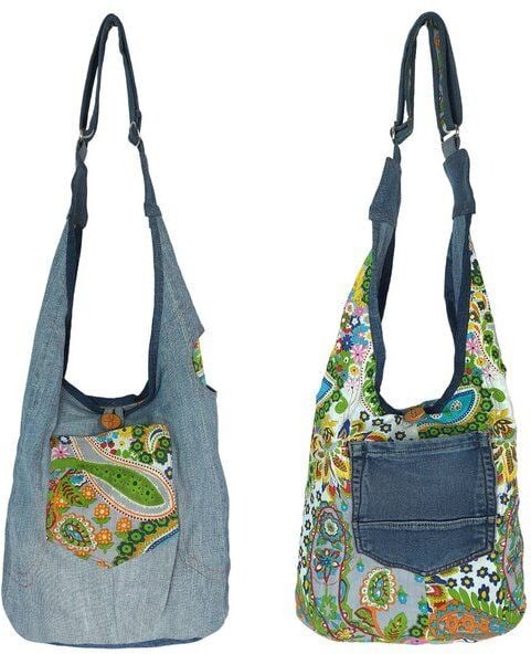 Sunsa Wende Hobo Tasche. Cotton/Jeans Umhängetasche große Schultertasche praktisch Crossbody Bag
