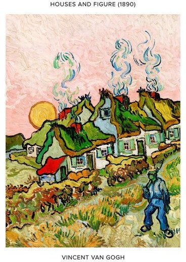 Photocircle Poster / Leinwandbild - Vincent Van Gogh: Häuser und Figur - Ausstellungsposter