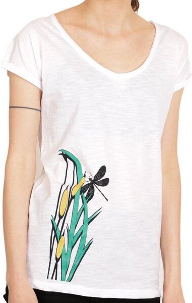 Spangeltangel Damenshirt, “Libelle“, T-Shirt weiß, bedruckt, TShirt, Bio-Baumwolle, Siebdruck