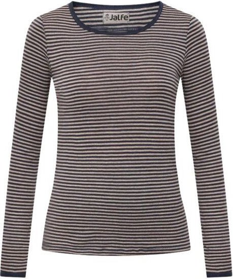 Jalfe Longsleeve Wolle schmal geringelt melange
