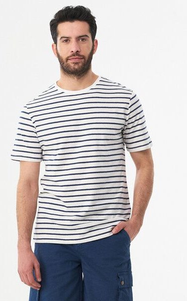 ORGANICATION Gestreiftes T-Shirt aus Bio-Baumwolle und Leinen