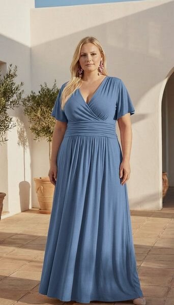 Ingoria PANDORA Maxikleid mit Schmetterlingsärmel Curvy ab Größe XXL (Uni)