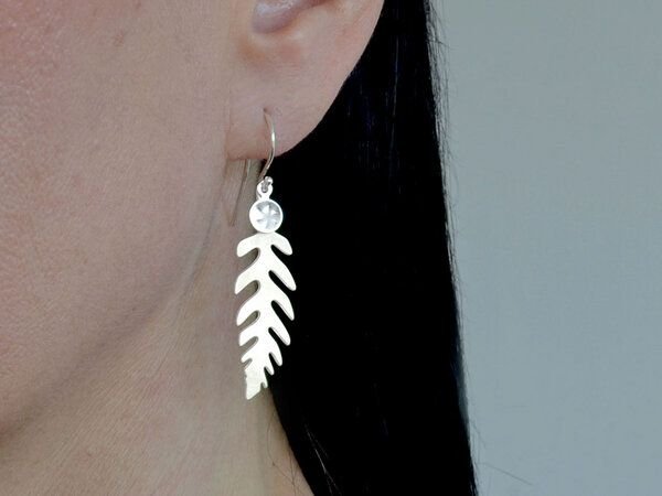 renna deluxe Edelfarn Ohrringe mit Farn-Blättern versilbert