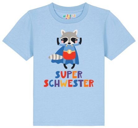 watabout.kids T-Shirt Kinder Waschbär Superschwester