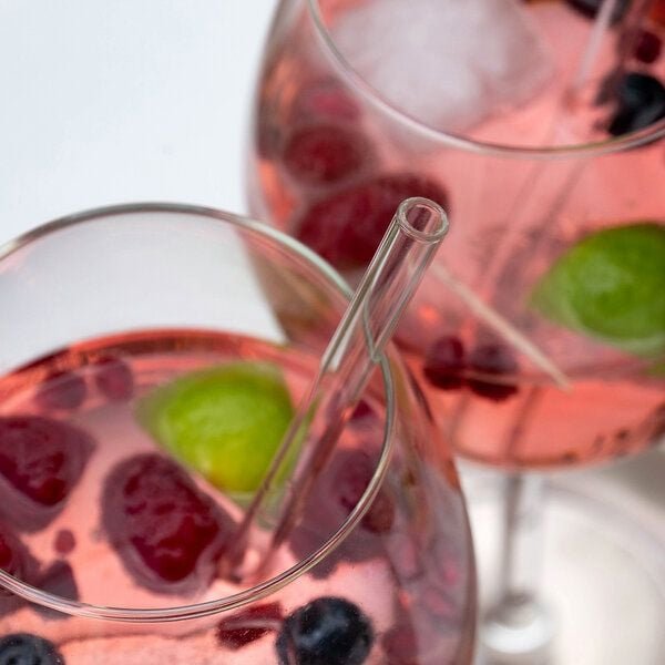 Contento Glastrinkhalm 21 cm lang, 4 Stück in Pappröhre, mit Reinigungsbürste, transparent, spülmaschinenfest, bruchsich...