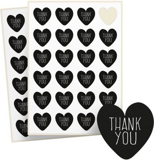 Fines Papeterie 24 Aufkleber THANK YOU * Danke Sticker * mit verschiedenen Motiven * rund * auf Bogen