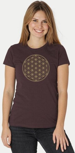 Peaces.bio - handbedruckte Biomode Bio-Damen-T-Shirt Die Blume des Lebens