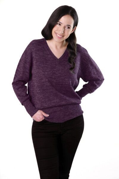 De Colores Pullover mit V-Ausschnitt aus 100% Alpakawolle