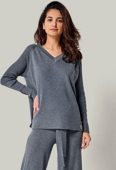 YOU LOOK PERFECT 100% Merino Strickpullover mit V-Ausschnitt "Dorina"