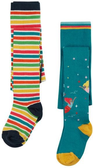 Frugi Strumpfhosen in Zweierpack mit Seejungfrauen und Streifen
