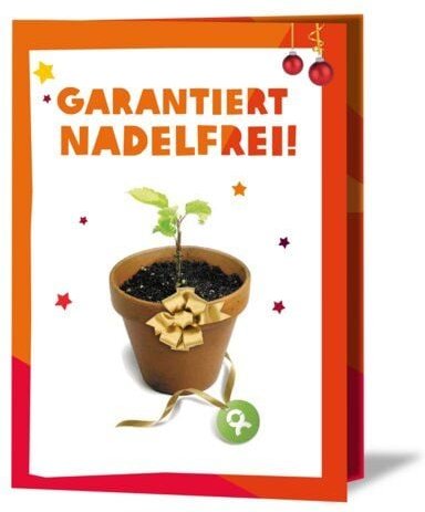 OxfamUnverpackt Spenden-Geschenk "25 junge Bäume" (Weihnachtskarte mit Magnet)