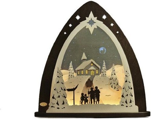 Weigla® Holzkunst Moderne LED Lichterspitze Schwibbogen "Bergkapelle" traumhaft aus dem Erzgebirge