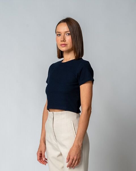GORG Damen Geripptes Cropped T-Shirt aus Bio-Baumwolle & TENCEL Modal