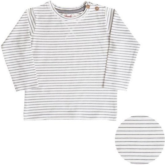 People Wear Organic maritimes Langarm-Shirt, weiß-dunkelgrau geringelt, aus Bio-Baumwolle