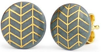 lille mus Porzellan-Ohrstecker FISCHGRÄT Porzellanschmuck