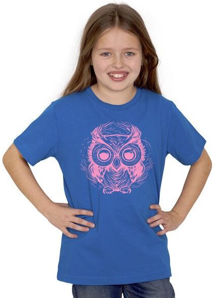 HANDGEDRUCKT "Eule" Kinder-T-Shirt reine Biobaumwolle (kbA)