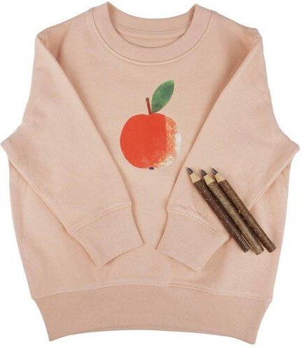 Meladi Kinder Sweater aus Biobaumwolle - Apfel auf Creme Latte
