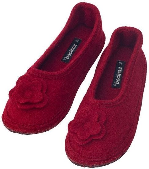 Bacinas Warme Ballerina Hausschuhe Damen Schurwolle Wollwalk Filzsohle
