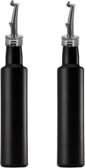 mikken 2x Ölflasche 250 ml | 500 ml matt schwarz runde Dosierflasche mit Ausgießer - 2 Etiketten